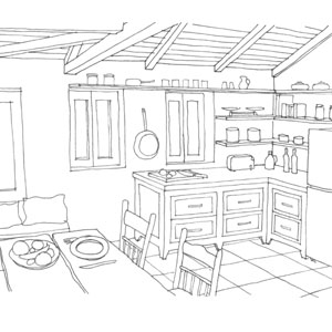 sketch of kitchen